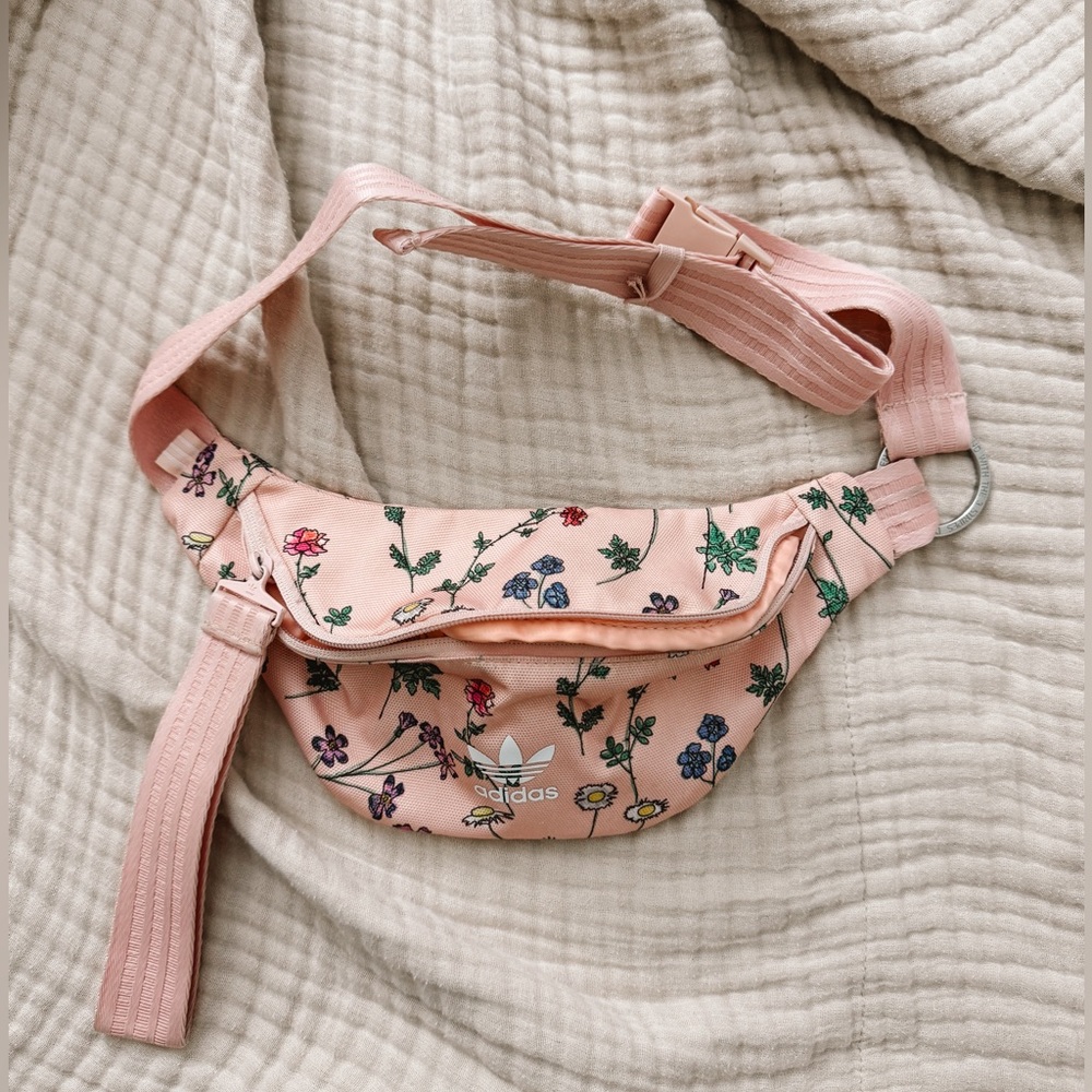 Pink floral Adidas waist bag